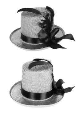 Mini Hoedje Met Speld Zilver | Glitter And Glamour Hoedje