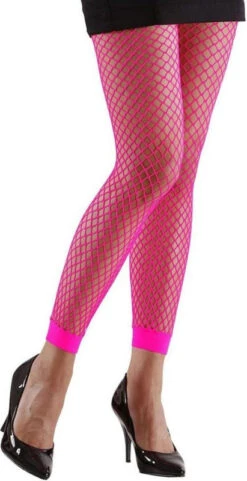 Jaren 80 & 90 Kostuum | Basis Visnet Legging Roze Vrouw | One Size | Carnaval Kostuum | Verkleedkleding