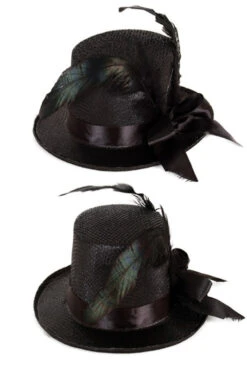 Mini Hoedje Met Speld Zwart | Glitter And Glamour Hoedje