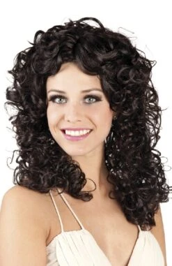 Lange Pruik Met Krul Zwart