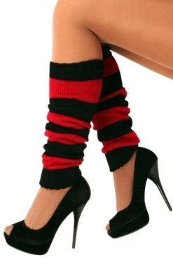 Zwart/rood Gestreept Beenwarmers