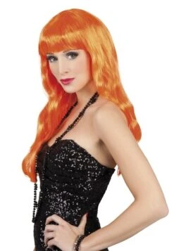 Oranje Pruik Pony Lang