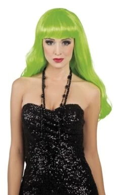 Limegroene Pruik Pony Lang