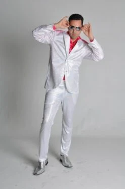 Disco Kostuum Glitter / Pailletten Wit