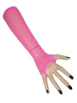 Roze Net Handschoenen Fluor Vingerloos